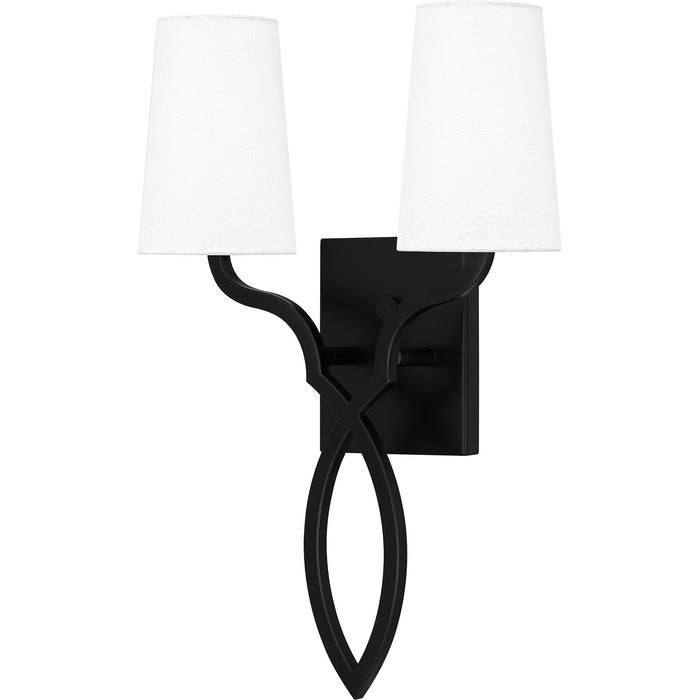 Quoizel QW16130MBK Two Light Wall Sconce, Matte Black