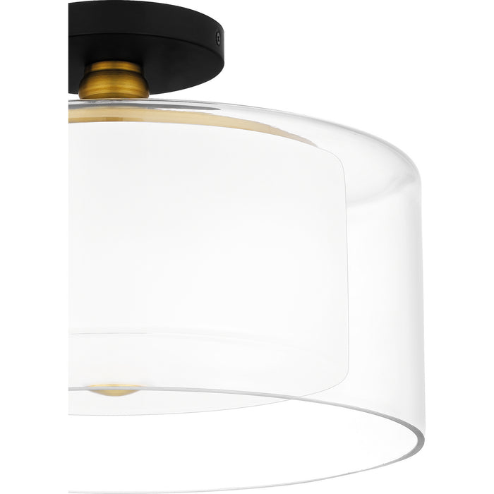 Quoizel ROW1714MBK Two Light Semi Flush Mount, Matte Black