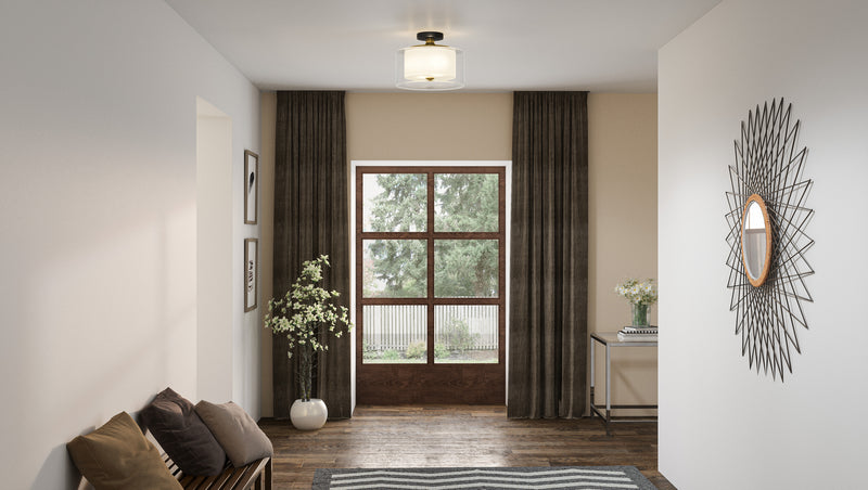 Quoizel ROW1714MBK Two Light Semi Flush Mount, Matte Black