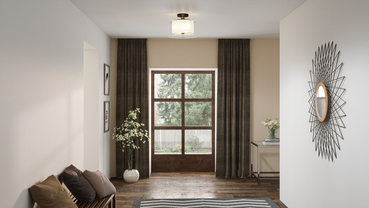 Quoizel ROW1714MBK Two Light Semi Flush Mount, Matte Black