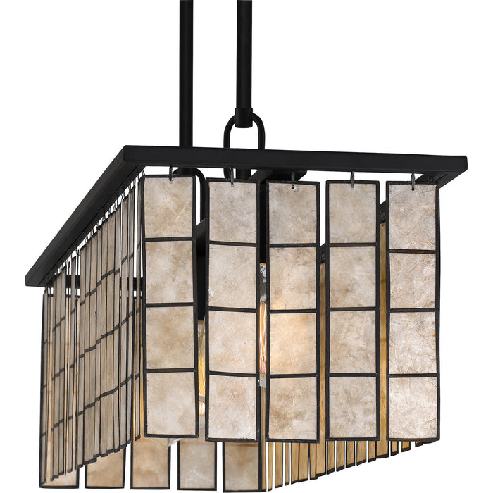 Quoizel SGLM434MBK Four Light Island Chandelier, Matte Black