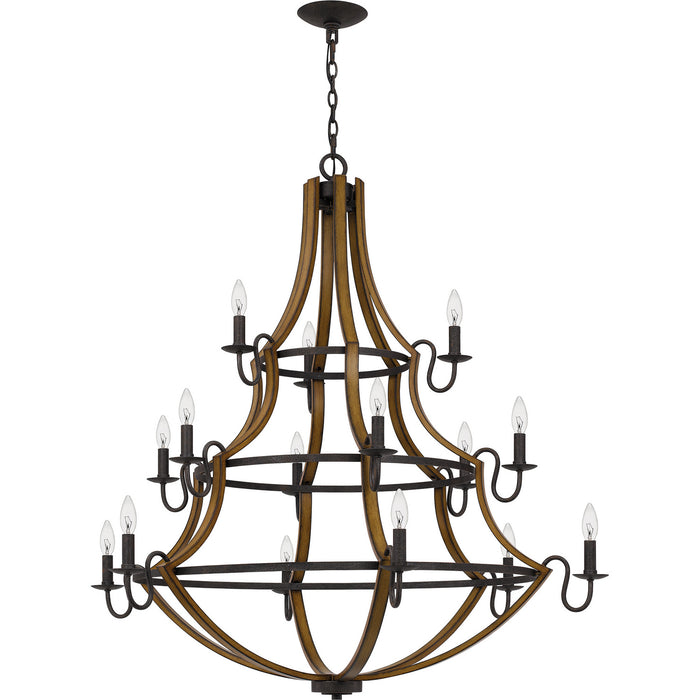Quoizel SHR5015RK 15 Light Chandelier, Rustic Black