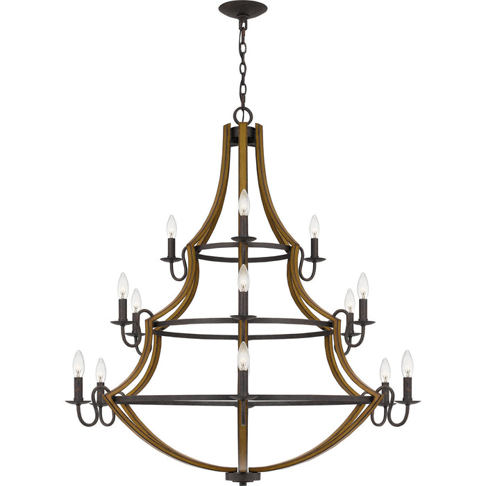 Quoizel SHR5015RK 15 Light Chandelier, Rustic Black