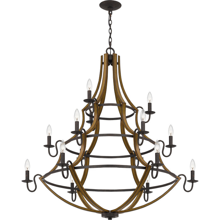 Quoizel SHR5015RK 15 Light Chandelier, Rustic Black