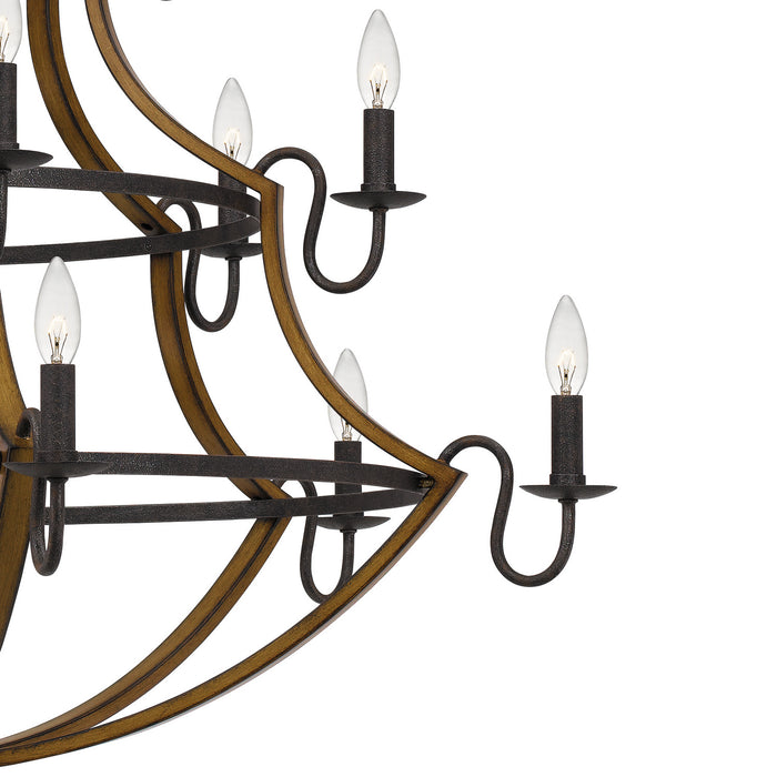 Quoizel SHR5015RK 15 Light Chandelier, Rustic Black