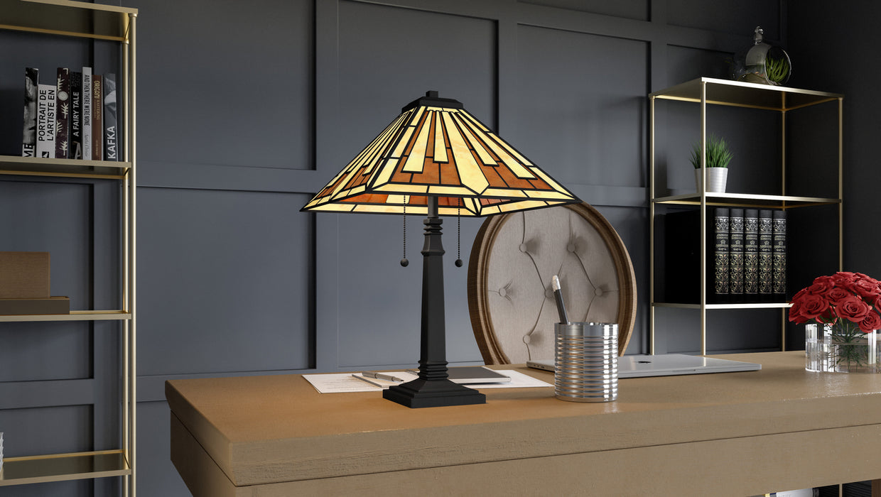 Quoizel TF5621MBK Two Light Table Lamp, Matte Black