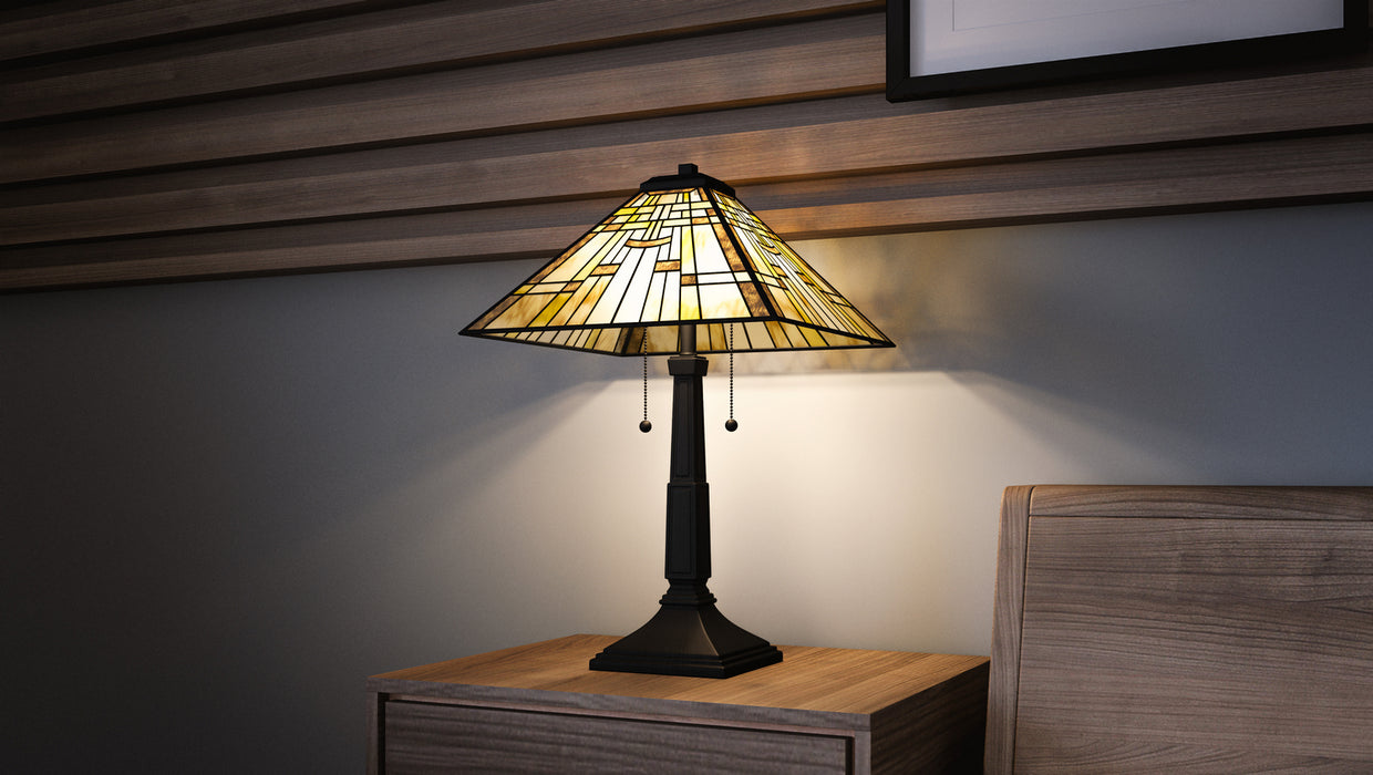 Quoizel TF5625MBK Two Light Table Lamp, Matte Black
