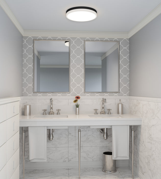 Quoizel WLN1615MBKW LED Flush Mount, Matte Black White
