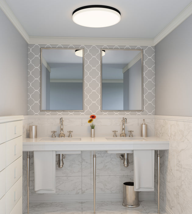 Quoizel WLN1620MBKW LED Flush Mount, Matte Black White