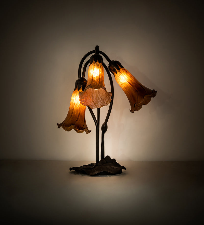 Meyda Tiffany 136435 Three Light Table Lamp, Mahogany Bronze
