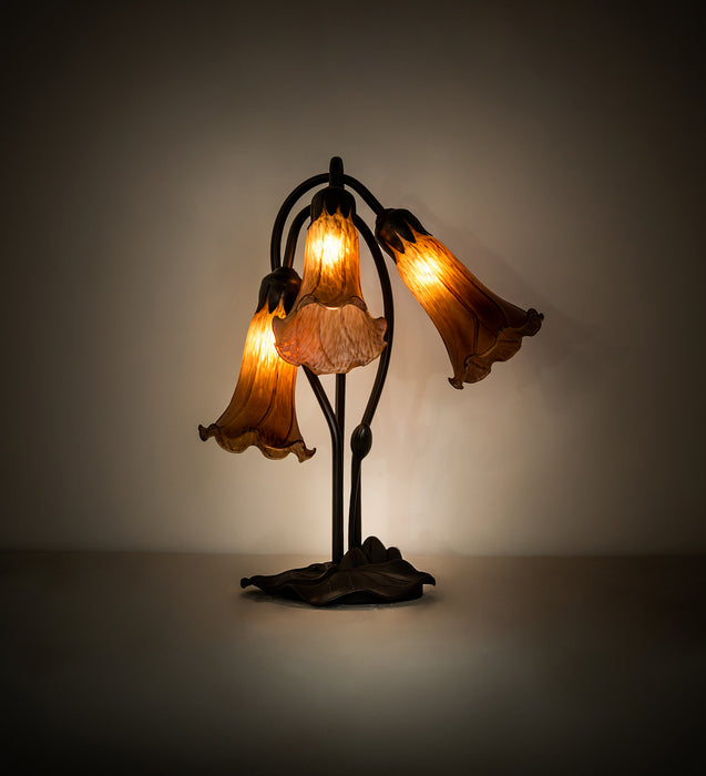 Meyda Tiffany 136435 Three Light Table Lamp, Mahogany Bronze