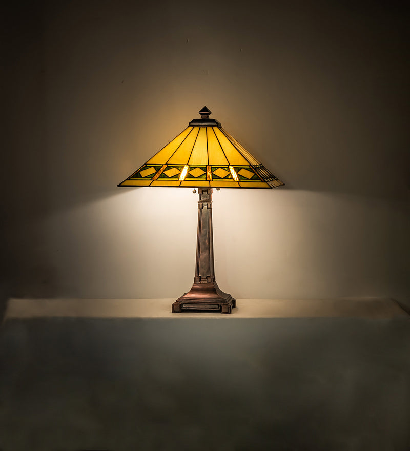 Meyda Tiffany 17382 Two Light Table Lamp, Mahogany Bronze