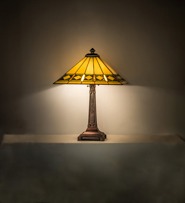 Meyda Tiffany 17382 Two Light Table Lamp, Mahogany Bronze