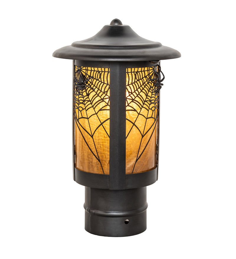 Meyda Tiffany 247483 One Light Post Mount, Craftsman Brown On Brass