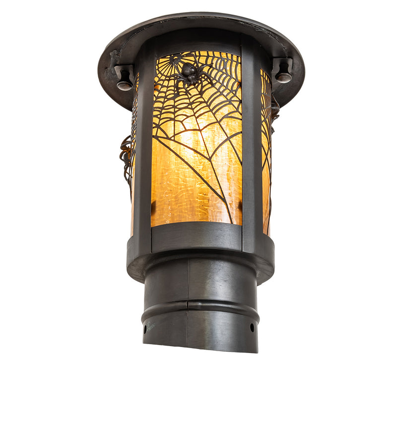 Meyda Tiffany 247483 One Light Post Mount, Craftsman Brown On Brass