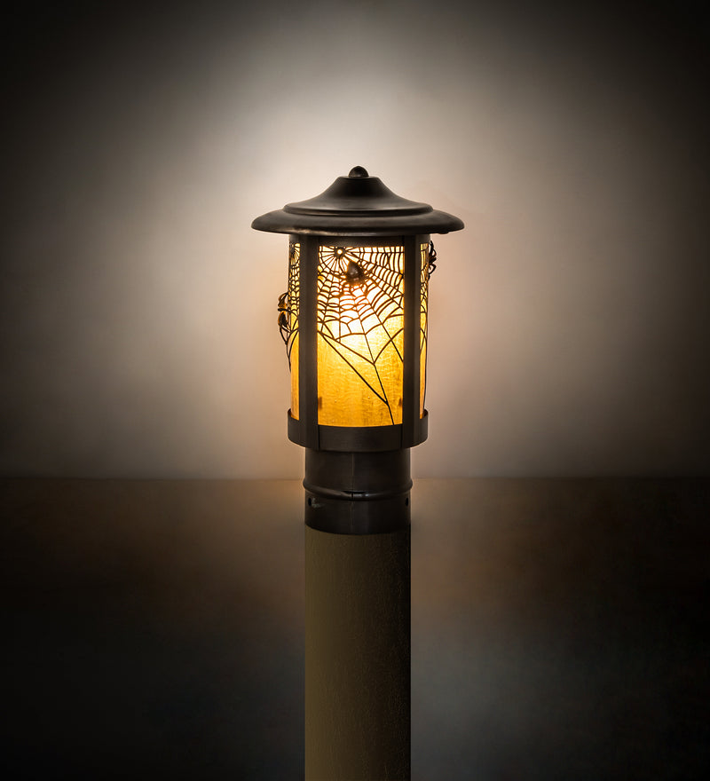 Meyda Tiffany 247483 One Light Post Mount, Craftsman Brown On Brass