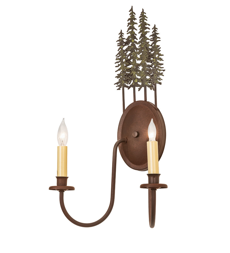 Meyda Tiffany 249399 Two Light Wall Sconce, Wrought Iron On Rust & Tarnished Copper