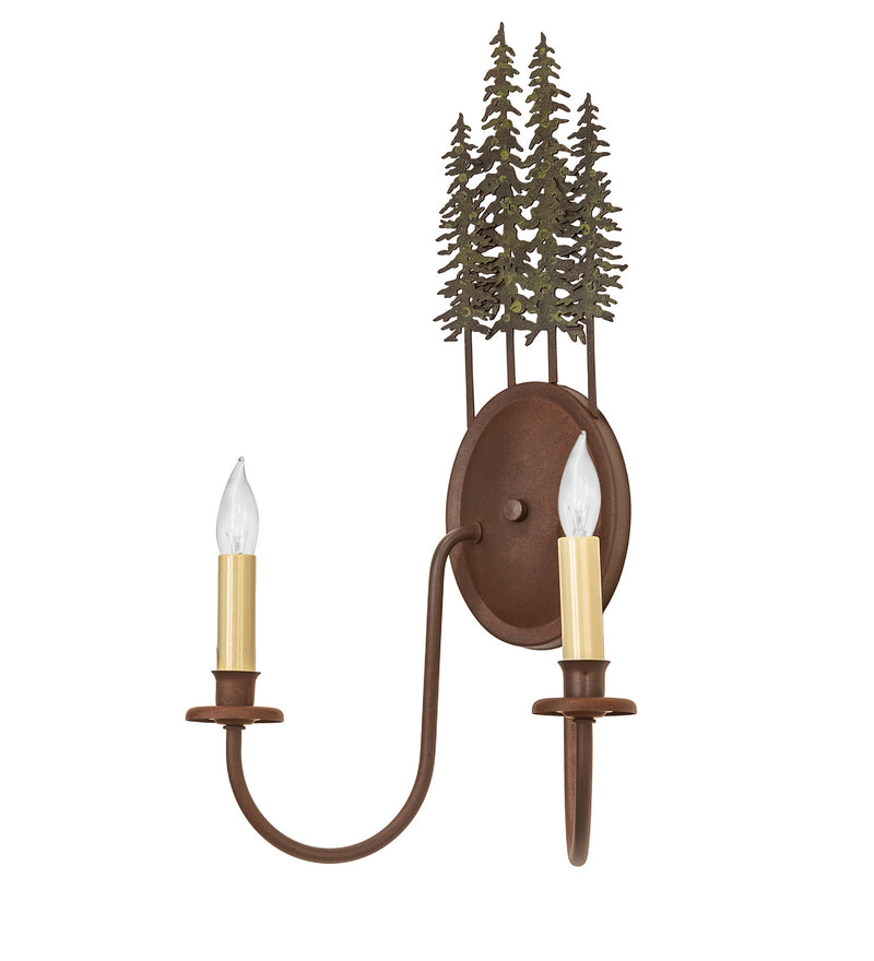Meyda Tiffany 249399 Two Light Wall Sconce, Wrought Iron On Rust & Tarnished Copper