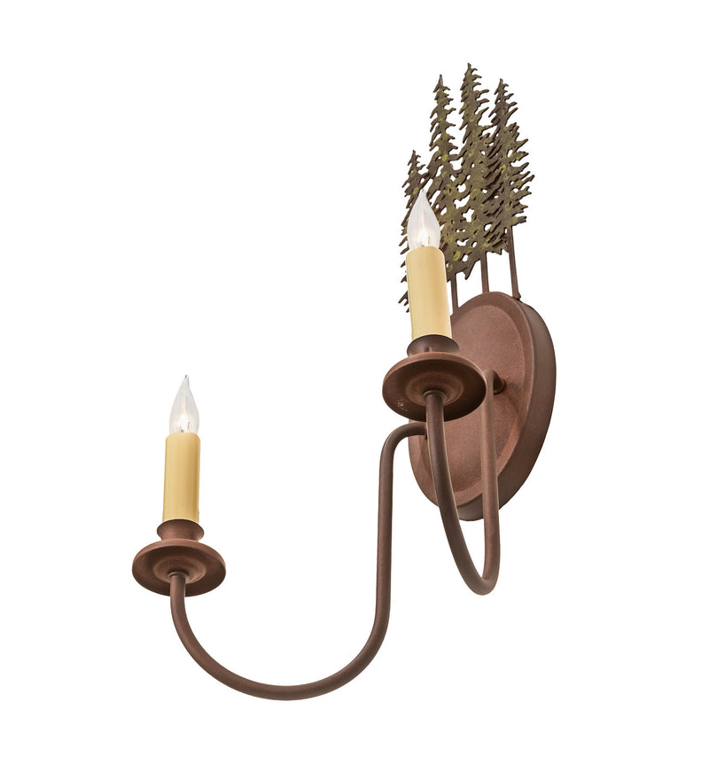 Meyda Tiffany 249399 Two Light Wall Sconce, Wrought Iron On Rust & Tarnished Copper
