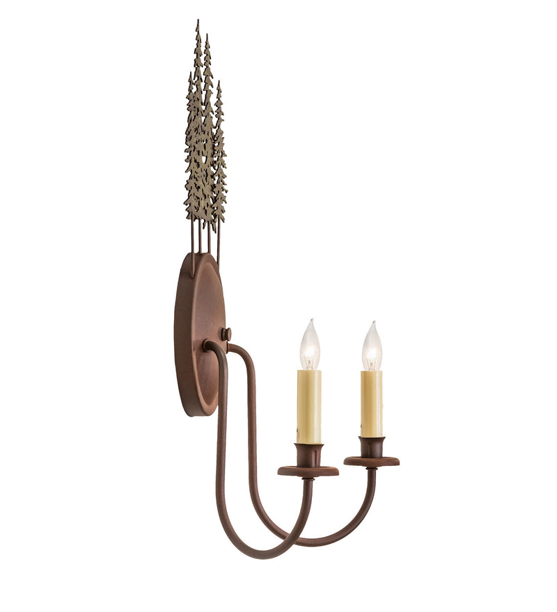 Meyda Tiffany 249399 Two Light Wall Sconce, Wrought Iron On Rust & Tarnished Copper