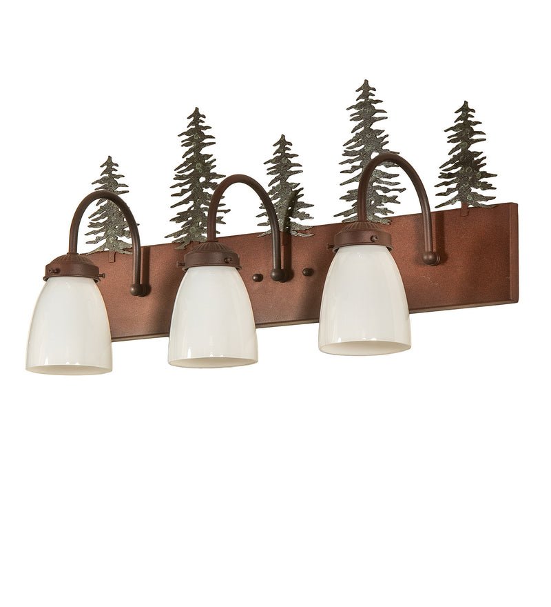 Meyda Tiffany 249424 Three Light Vanity, Wrought Iron On Rust