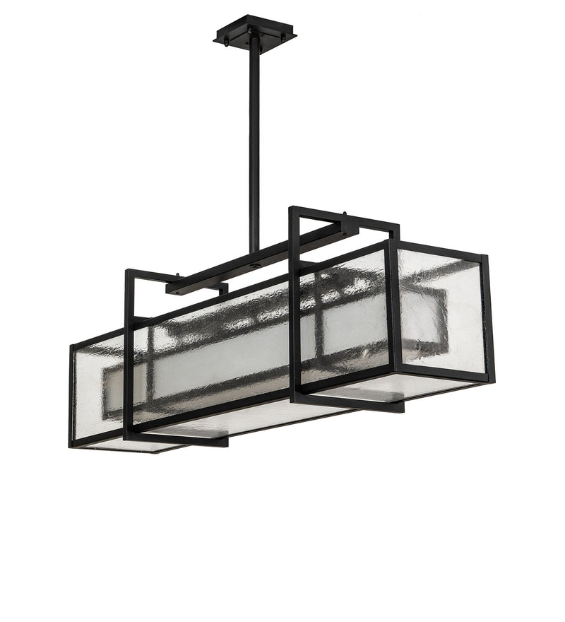 Meyda Tiffany 250506 Six Light Pendant, Black Satin Wrought Iron