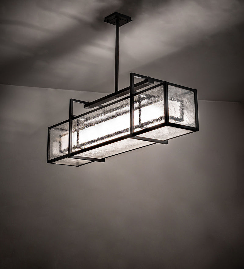 Meyda Tiffany 250506 Six Light Pendant, Black Satin Wrought Iron