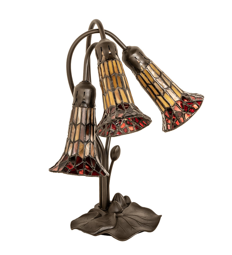 Meyda Tiffany 251684 Three Light Table Lamp, Mahogany Bronze