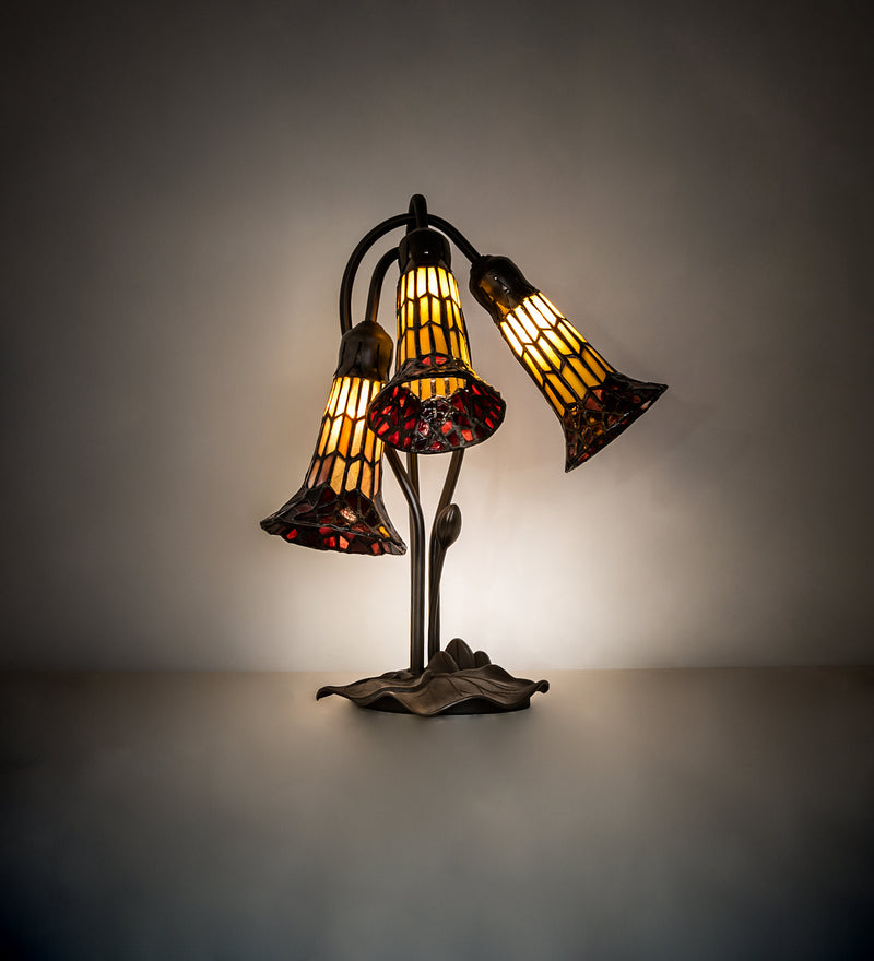 Meyda Tiffany 251684 Three Light Table Lamp, Mahogany Bronze