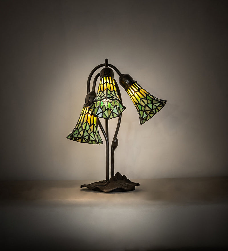 Meyda Tiffany 251688 Three Light Table Lamp, Mahogany Bronze
