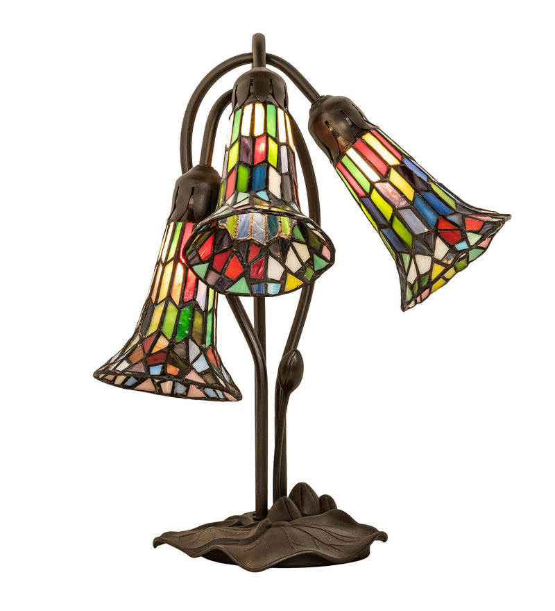 Meyda Tiffany 251692 Three Light Table Lamp, Mahogany Bronze