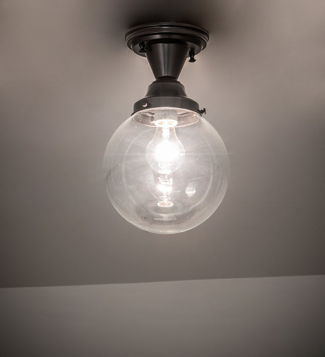 Meyda Tiffany 253880 One Light Semi-Flushmount, Craftsman Brown On Brass