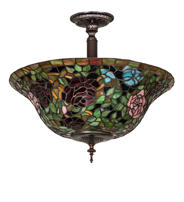 Meyda Tiffany 253925 Three Light Semi-Flushmount, Mahogany Bronze