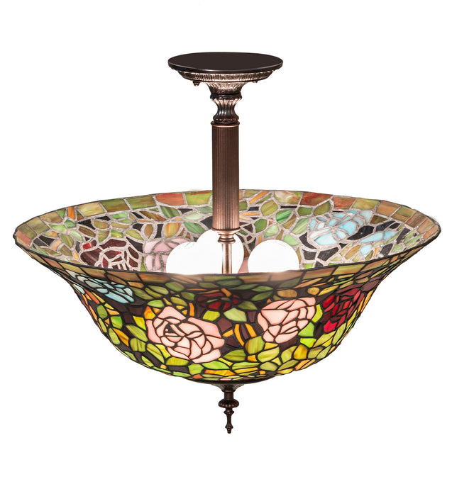 Meyda Tiffany 253925 Three Light Semi-Flushmount, Mahogany Bronze