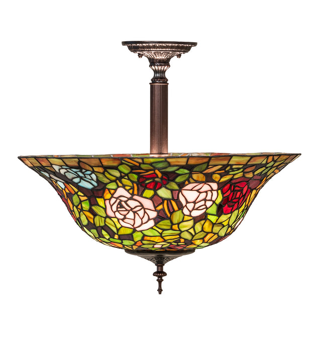 Meyda Tiffany 253925 Three Light Semi-Flushmount, Mahogany Bronze