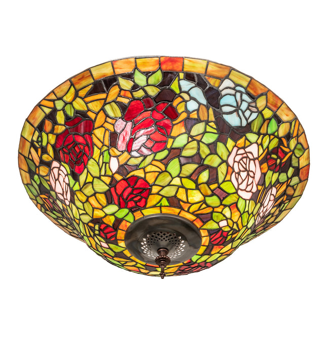 Meyda Tiffany 253925 Three Light Semi-Flushmount, Mahogany Bronze