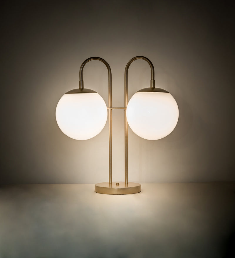 Meyda Tiffany 254472 Two Light Table Lamp, Champagne Metallic