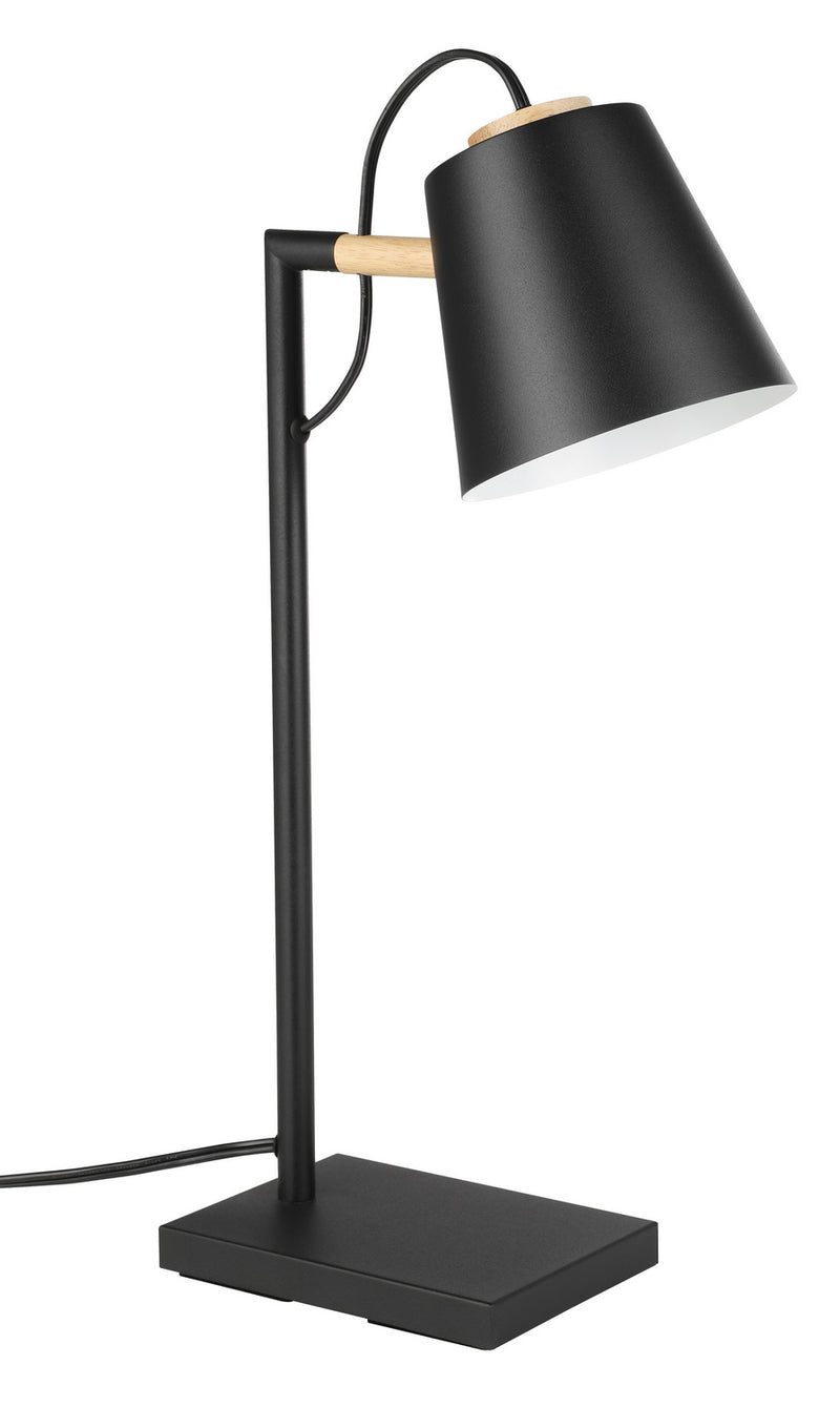 Eglo USA 43613A One Light Table Lamp, Structured Black, Natural Wood