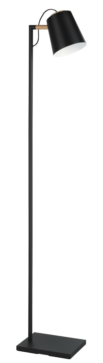 Eglo USA 43614A One Light Floor Lamp, Structured Black, Natural Wood