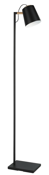 Eglo USA 43614A One Light Floor Lamp, Structured Black, Natural Wood