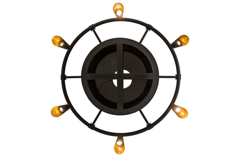 Meyda Tiffany 184544 Six Light Ceiling Mount, Old Wrought Iron & Transparent Gold