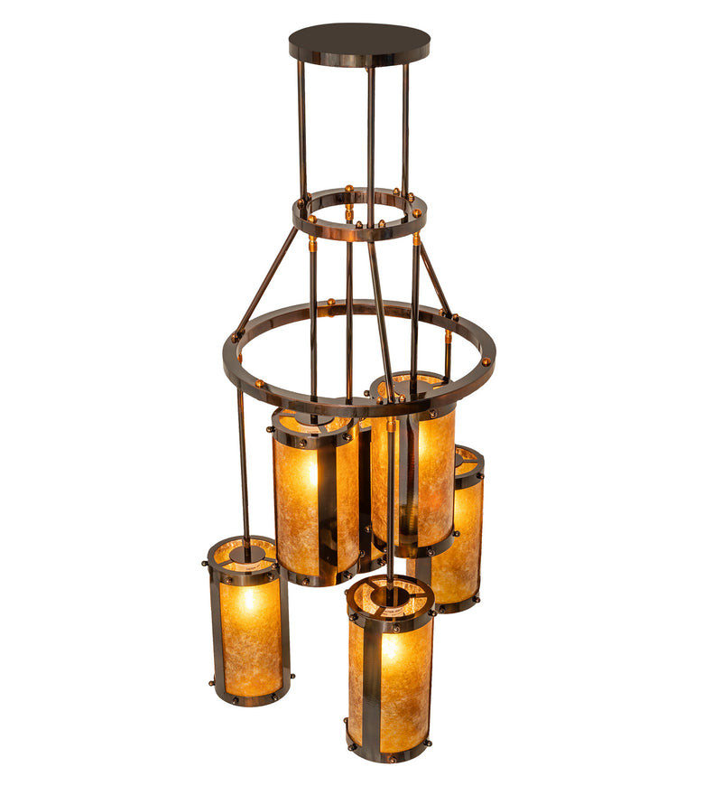 Meyda Tiffany 250768 Six Light Chandelier, Dark Burnished Transparent Copper