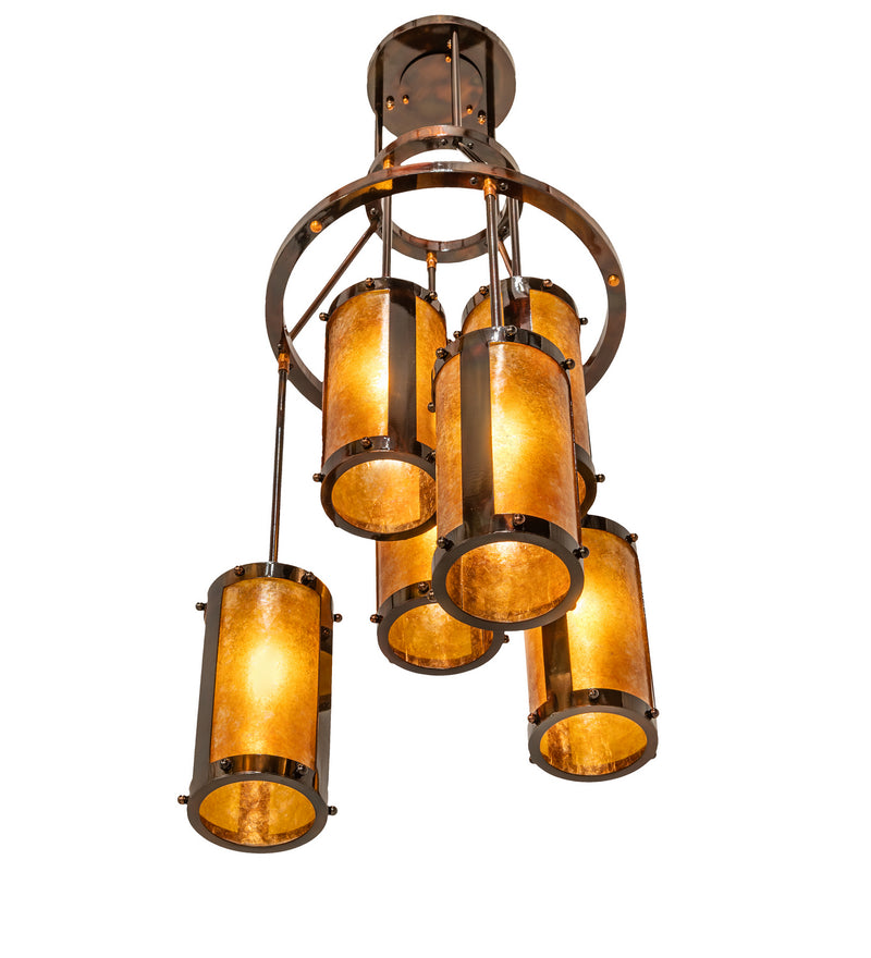 Meyda Tiffany 250768 Six Light Chandelier, Dark Burnished Transparent Copper