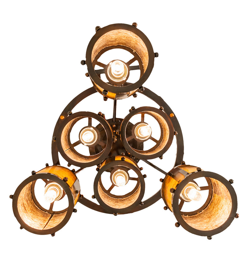 Meyda Tiffany 250768 Six Light Chandelier, Dark Burnished Transparent Copper