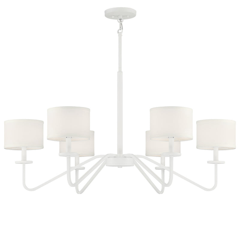 Meridian M10092BQW Six Light Chandelier, Bisque White