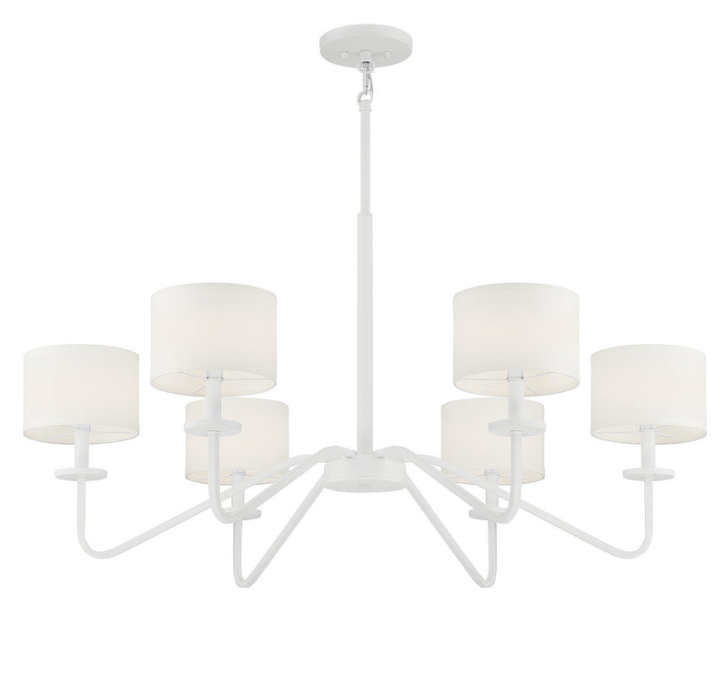 Meridian M10092BQW Six Light Chandelier, Bisque White