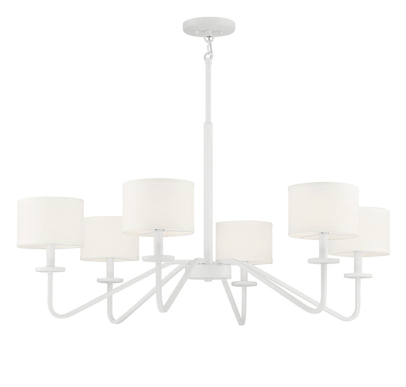 Meridian M10092BQW Six Light Chandelier, Bisque White