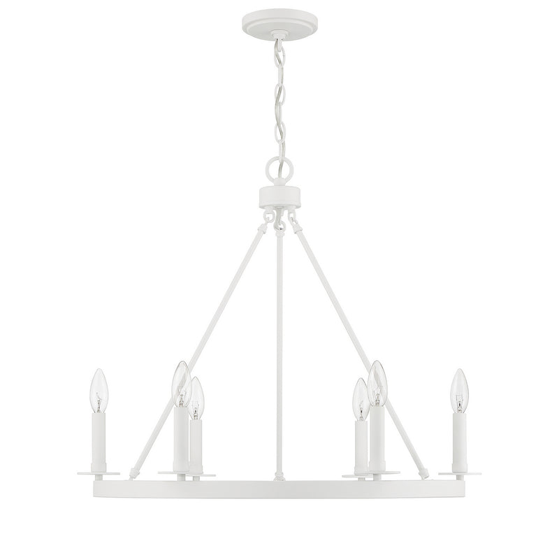Meridian M10093BQW Six Light Chandelier, Bisque White