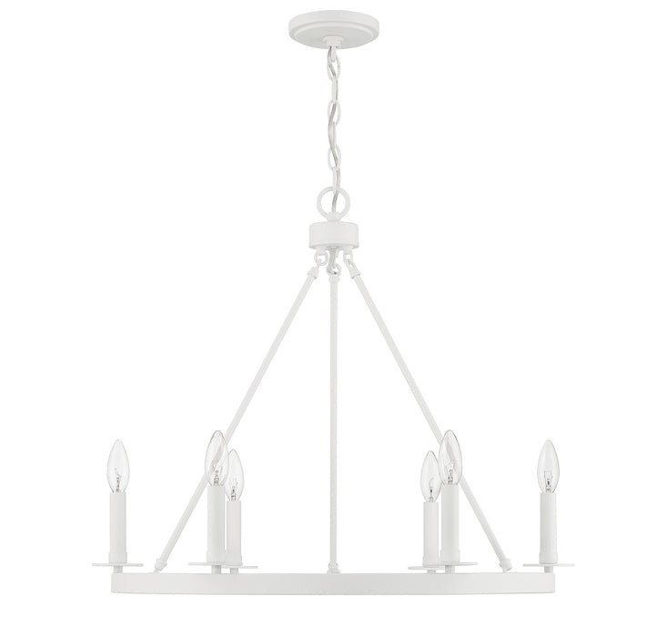 Meridian M10093BQW Six Light Chandelier, Bisque White