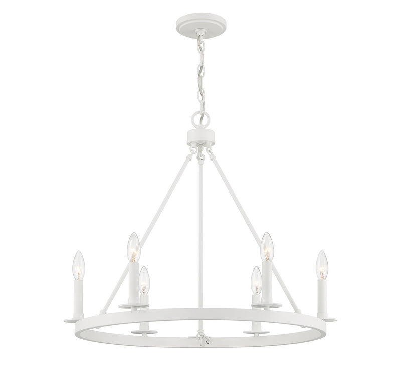Meridian M10093BQW Six Light Chandelier, Bisque White